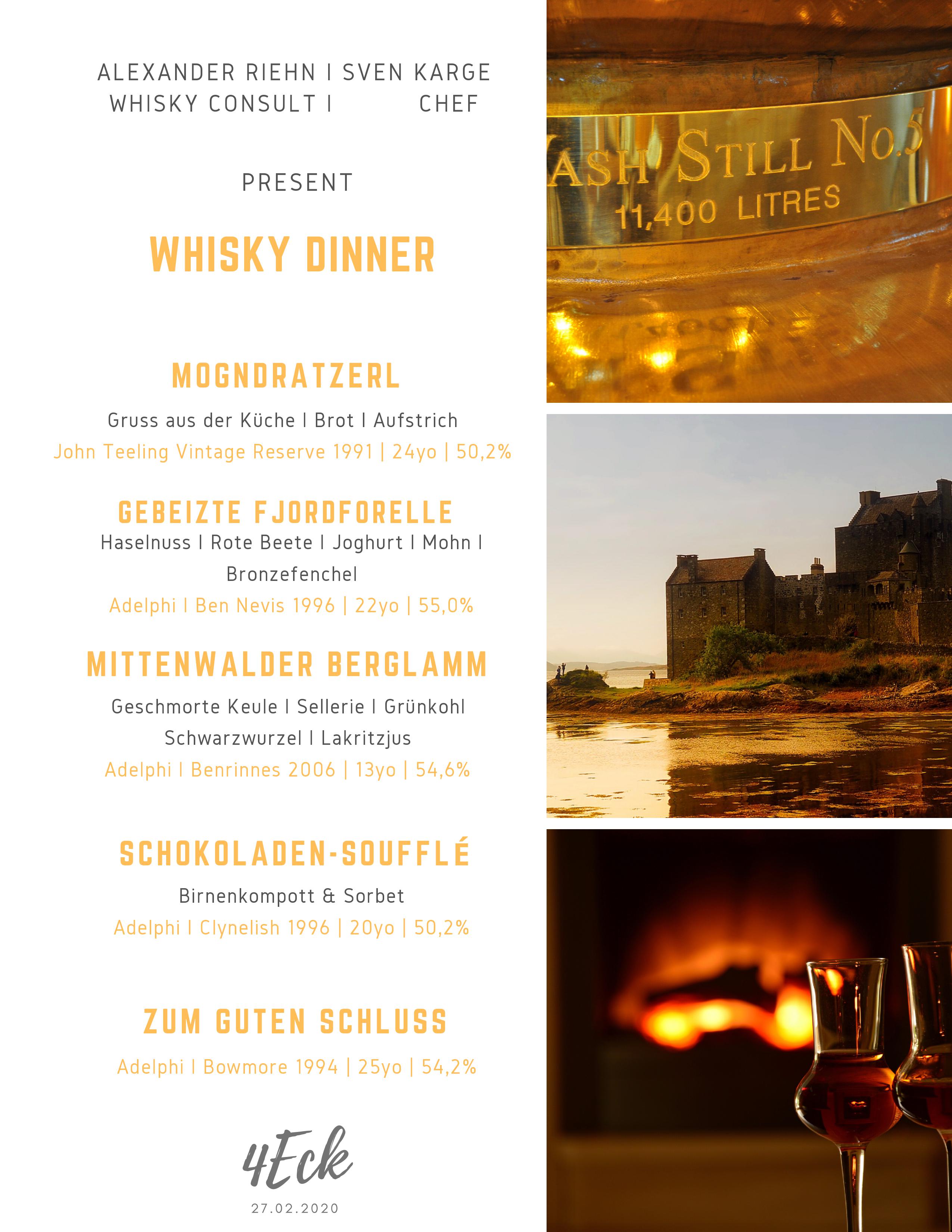 Whisky-Dinner 4Eck Restaurant Garmisch-Partenkirchen